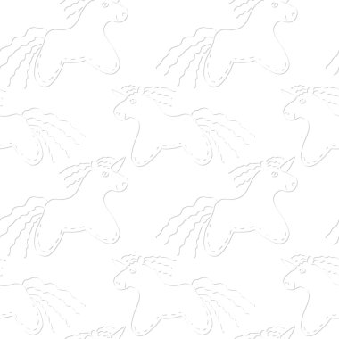 Tek boynuzlu atlar ile beyaz desen