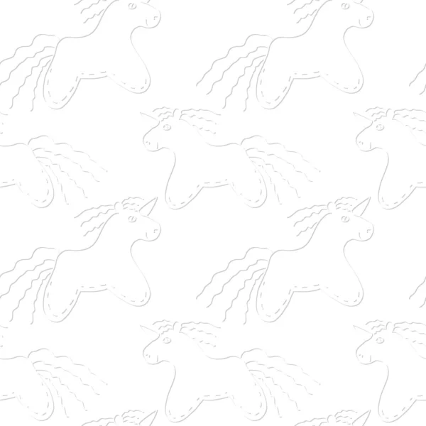 Patrón blanco con unicornios — Vector de stock