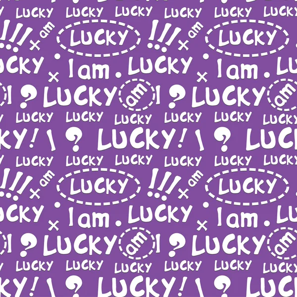 Motif sans couture lilas décoratif avec des mots "chanceux " Illustration De Stock