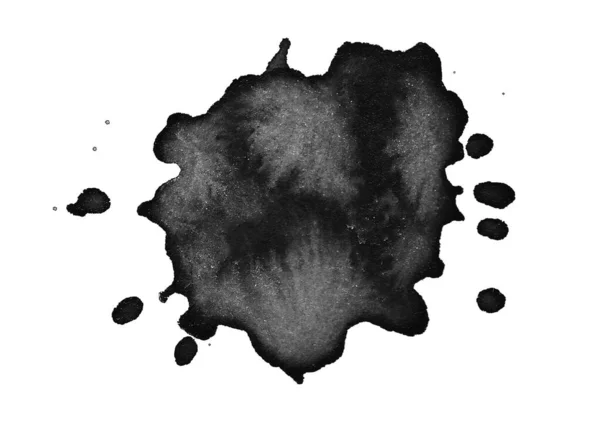 Abstract Black Ink Splash Brush Isolated White — Stock Photo, Image