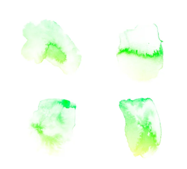 Grüne Aquarell Isolierte Kleckse Pinsel — Stockfoto