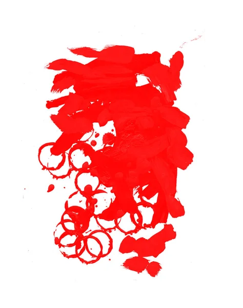 Πινέλο Κόκκινο Χρώμα Grunge Απομονωμένο Λευκό — Φωτογραφία Αρχείου