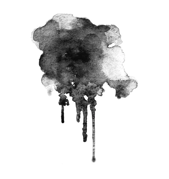 Black Ink Isolated Blot Brush Drawing — Stock Photo, Image