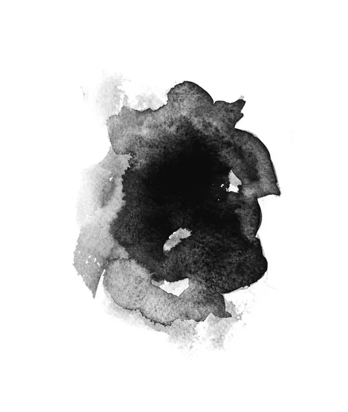 Black Ink Blot Brush Isolated White Painting — Stock Photo, Image