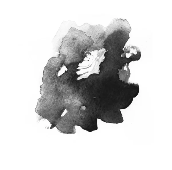 Abstract Black Ink Blot Brush Isolated White — Stock Photo, Image