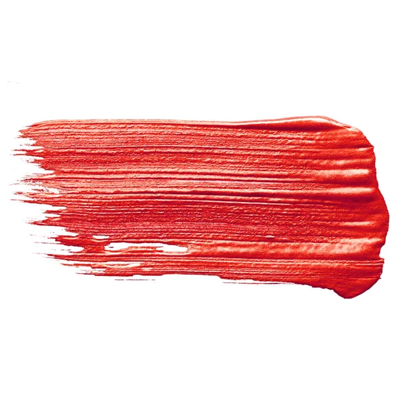 Vörös Festékfoltok Gyönyörű Piros Folt Ecset Elszigetelt Fehér — Stock Fotó