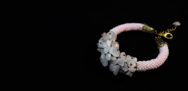 Bellissimo Sfondo Delicato Braccialetto Romantico Sfondo Braccialetto Fatto Mano Concetto — Foto Stock