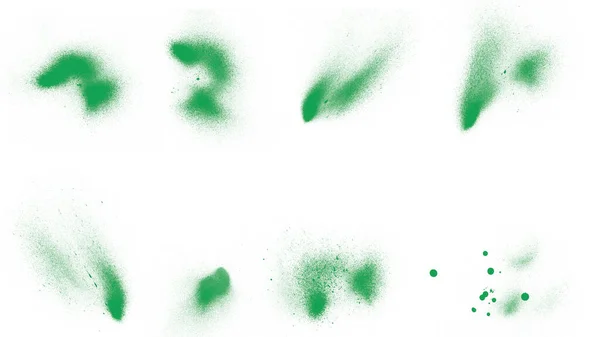Красивые Абстрактные Зеленый Порошок Брызги Изолированы Белом Фоне — стоковое фото
