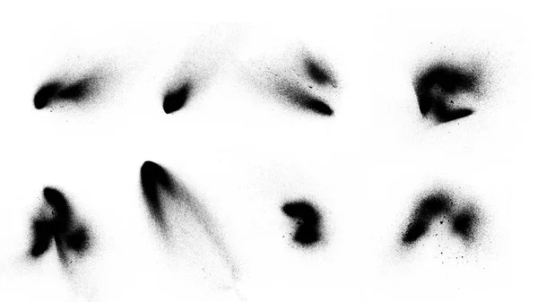Черный Порошок Выделяется Белом Фоне Абстрактная Взрывная Кисть — стоковое фото