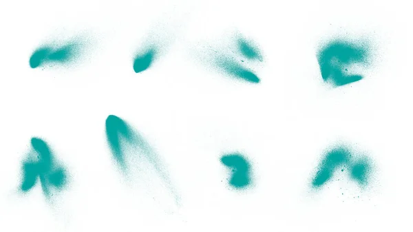Pincéis Salpicos Tinta Azul Turquesa Abstrata Bonita Isolada Fundo Branco — Fotografia de Stock