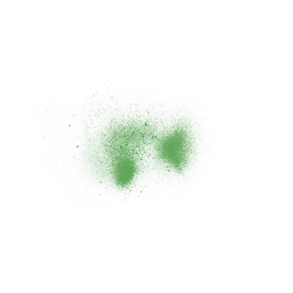 Pintura Abstrata Verde Respingo Isolado Fundo Branco — Fotografia de Stock