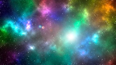 Derin uzay arka planında güzel renkli bir nebula