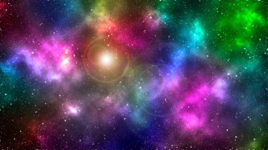 Derin uzayda güzel renkli takımyıldız. Uzayda soyut nebula 