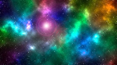 Derin uzayda güzel renkli takımyıldız. Nebula ile kozmik illüstrasyon