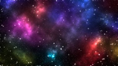 Derin uzayda nebulası olan güzel renkli yıldızlar. Kozmik arkaplan