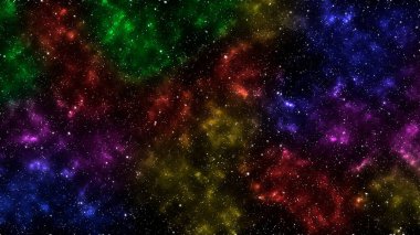 Soyut nebula çizimi. Renkli takımyıldız. Gece yıldızlı gökyüzü arkaplanı