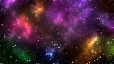 Derin uzayda nebulası olan güzel renkli yıldızlar. Soyut galaksi illüstrasyonu