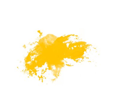 Sarı lekeli fırça beyaz arkaplanda izole edilmiş. Resim için soyut izole edilmiş mürekkep fırçası