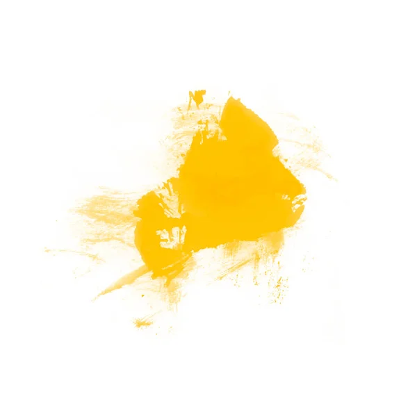 Yellow Smear Brush Isolated White Background Abstract Isolated Brush Painting — Stock Photo, Image