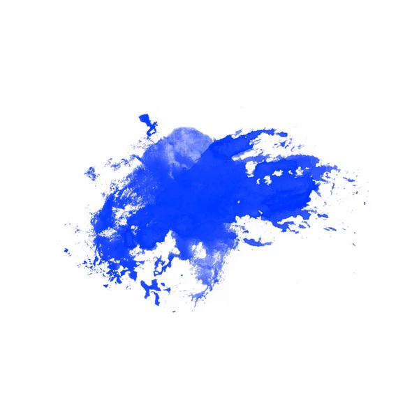 Absztrakt Elszigetelt Akvarell Ecset Festés Kék Festék Kenet Ecset Háttér — Stock Fotó