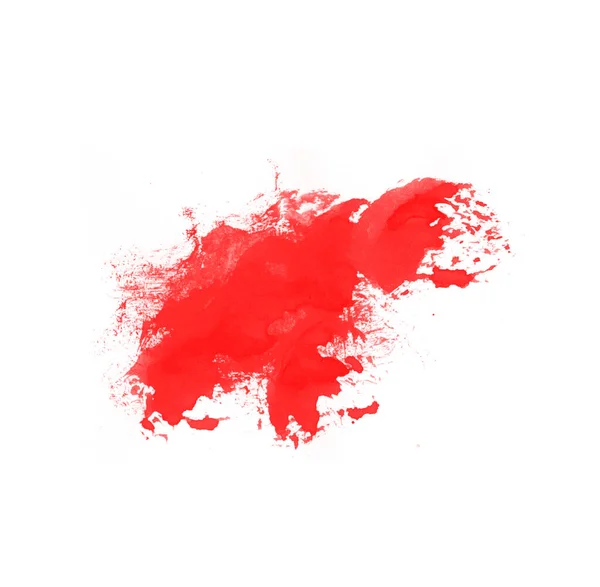 Spazzola Rossa Isolata Sfondo Bianco Bella Macchia Acquerello Rosso — Foto Stock