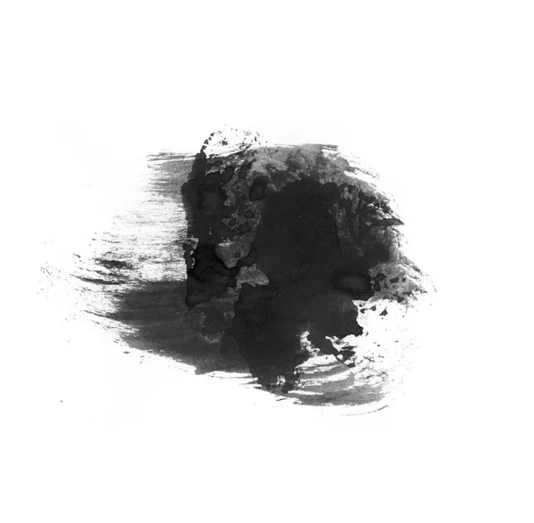 Чорна Фарба Мазаро Ізольована Білому Тлі Чорний Пензлик Фарбування — стокове фото