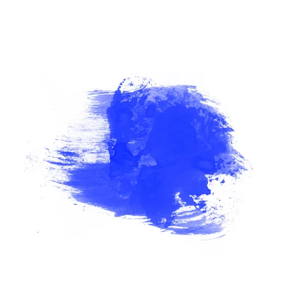 Kék Akvarell Kenet Elszigetelt Fehér Háttér Blot Ecset Művészeti Tervezés — Stock Fotó
