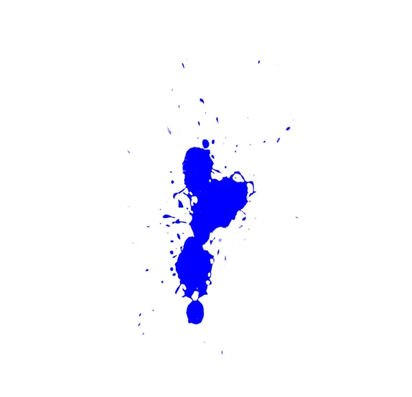 Kék Fröccsenés Foltokkal Elszigetelt Fehér Háttérrel Absztrakt Akvarell Ecset Festés — Stock Fotó