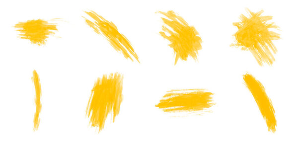 Beautiful yellow brushes illustration for painting. Abstract isolated brush for art design