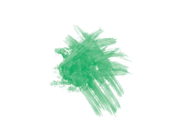 在绿色背景上涂刷油漆的污迹刷 刷艺术设计 油漆笔画说明 — 图库照片