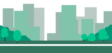 Şehir ve gökdelenler ile soyut 2D karikatür iş geçmişi