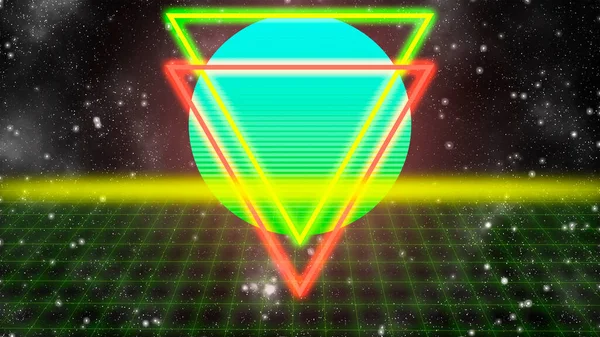 Beautiful Colorful 80S Banner Concept Grid Geometric Shapes — Stock Photo, Image