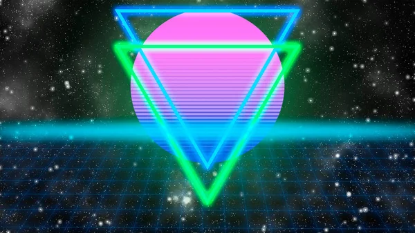 Izgara ve geometrik şekillerle güzel renkli 80 'ler pankartı kavramı