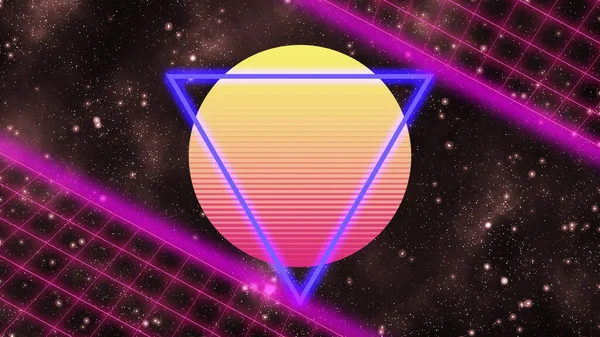 Beautiful Colorful 80S Banner Concept Grid Geometric Shapes — Stock Photo, Image