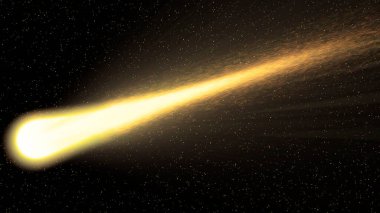 Derin uzay arka planında hareket eden güzel kuyruklu yıldız