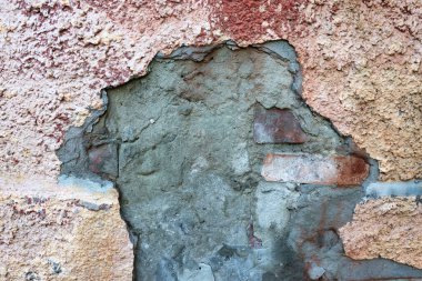 Kirli çatlak beton duvar yüzeyi arka planı. Eski çizik boya dokusu