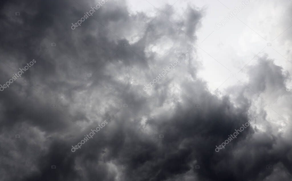 Danger weather wallpaper. Dramatic dark clouds background. Storm cloud in sky