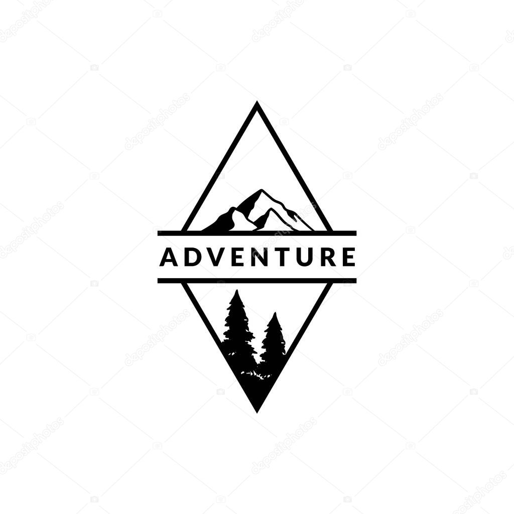 Vintage logo badge for mountain camping adventure