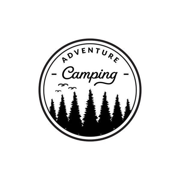 Logo Vintage Badge Camping Camping Dans Nature Sauvage — Image vectorielle