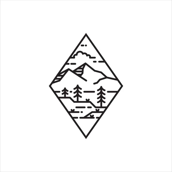 Logo Monoline Emblème Montagne Simple — Image vectorielle