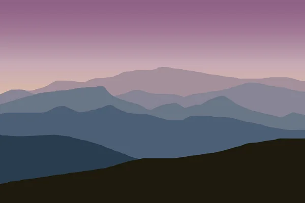 Montagna Cresta Paesaggio Vettoriale Illustrazione Con Colore Viola Gradiente — Vettoriale Stock