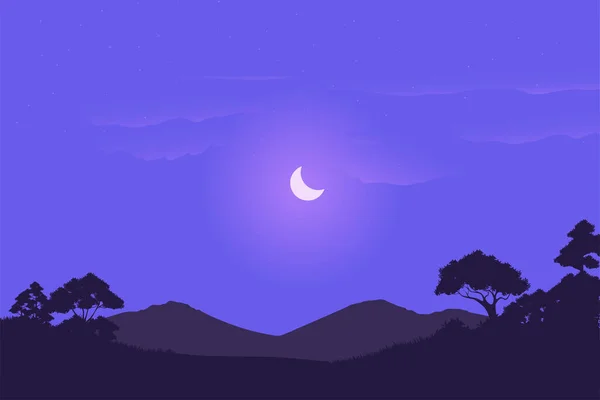 Illustration Vectorielle Paysage Savane Nuit Afrique — Image vectorielle