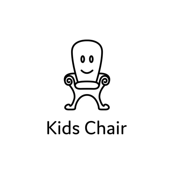 Interior Logo Kids Chair Design Monoline Style Room Decoration Vector — Stock Vector
