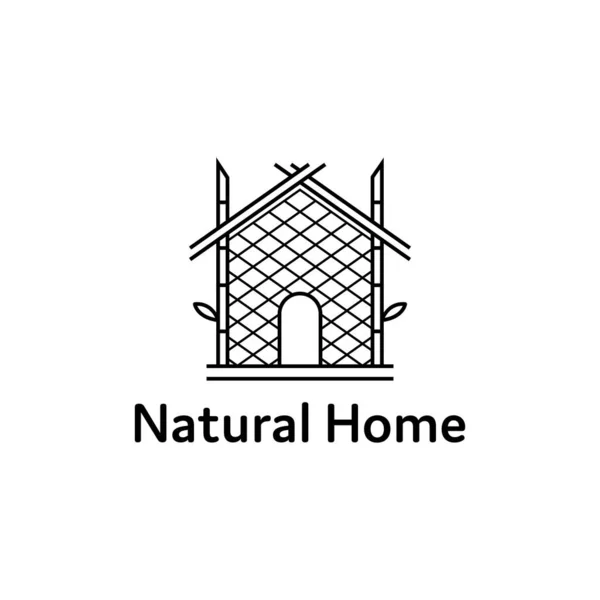 Bambu Árvore Casa Natural Logotipo Design Isolado Vetor Ilustração — Vetor de Stock