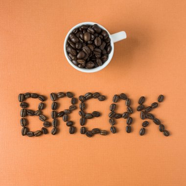 fasulye ile bir espresso fincan kahve molası dile