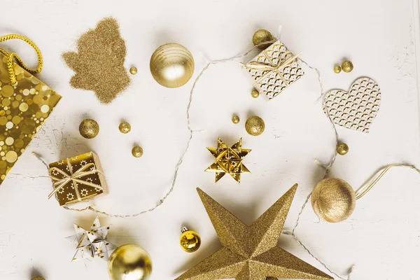 Temas de cor de decoração de Natal: Ouro — Fotografia de Stock