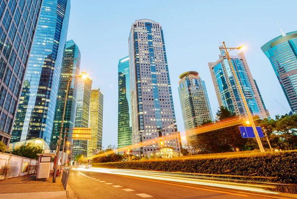 City Lights and light trails — Stock Photo, Image