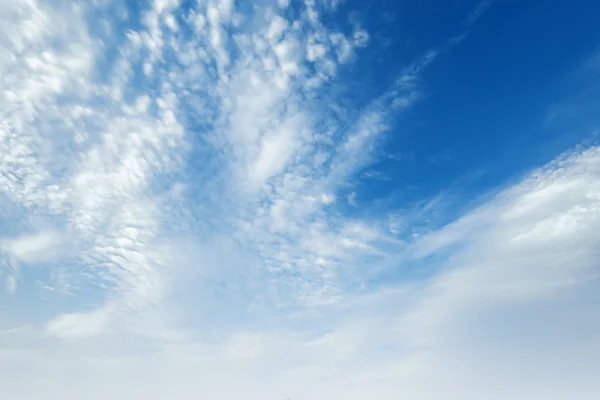 Blauwe hemel en witte wolken bloei Stockfoto