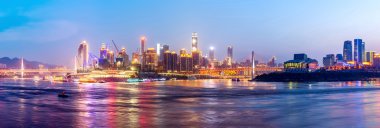 Çin Chongqing şehir ışıkları