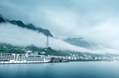 Çin Yangtze Nehri şehir peyzaj